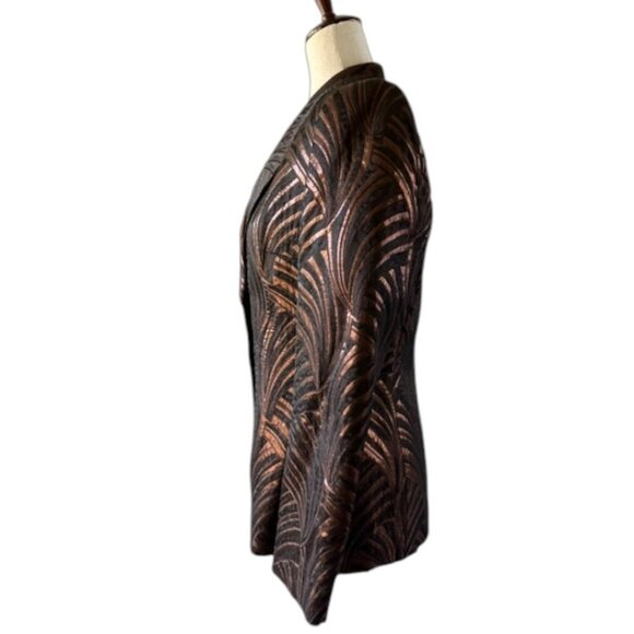 Albert Nipon Evening Blazer Jacket Black Bronze Metallic Rhinestone Buttons SZ 8 - Picture 7 of 14